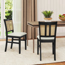 Farmhouse Rattan Dining Chair Set of 2 with Rubber Wood Legs and Cane Back-Beige by LJGDeals