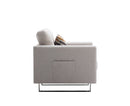 Victoria - Fabric Armchair With Metal Legs, Side Pockets, And Pillow