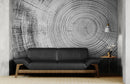 Tree Rings Wallpaper Mural. Black and White  Modern Wood Grain Circle Pattern.