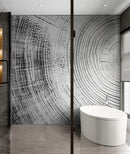 Tree Rings Wallpaper Mural. Black and White  Modern Wood Grain Circle Pattern.