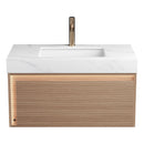 Nyah 36'' Bathroom Vanity & Sink, Floating Ultra-Slim Grille Plywood Cabinet, Drawer with Sensor Light, Carrara by HouseOfZazla