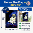 Fawn Pug Penny for your thoughts House Flag 28x40 Porch Sleeve Pole Decorative Outside Yard Banner Artwork Wall Hanging, Polyester