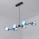 GobekUsa Modernist Mussel Island Ceiling Light - Metallic Blue & Black - 6-Bulb Hanging Lamp Kit for Dining Room