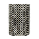 D14x20' Black Round Accent Capiz Stool, Garden Side Table