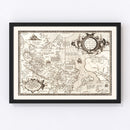 Vintage Map of Russia, Japan & China 1570