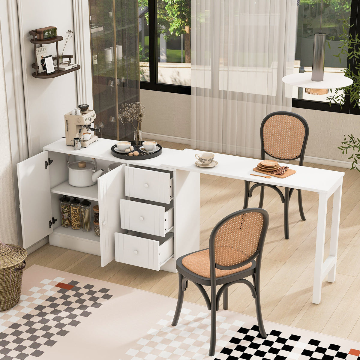 U Style 89.7'' Wooden Sideboard with Extendable Table, photo 2 of 10