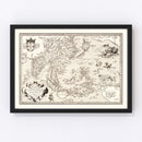 Vintage Map of India, Japan, China & Indonesia 1570