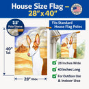 Ibizan Hound House Flag 28x40 Porch Sleeve Pole Decorative Outside Yard Banner Artwork Wall Hanging, Polyester