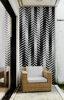 Black and White Minimal Retro Stripes Pattern Wallpaper.
