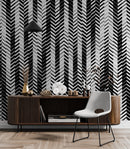 Black and White Minimal Retro Stripes Pattern Wallpaper.