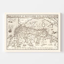Vintage Map of North Africa & the Mediterranean Sea, 1570