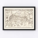 Vintage Map of North Africa & the Mediterranean Sea, 1570