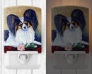 Papillon A Rose for you Ceramic Night Light Compact, UL-Certified, Ideal for Bedroom, Bathroom, Nursery, Hallway, Kitchen, 6x4x3, Multicolor