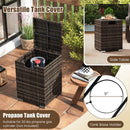 2-Piece Outdoor Rattan Fire Table Set 32 Inch Rectangle Gas Firepit with Tank Cover by LJGDeals