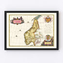 Vintage Map of Norway 1665