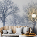 Black and White Snow Covered Trees Winter Landscape Wall Mural.