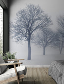 Black and White Snow Covered Trees Winter Landscape Wall Mural.