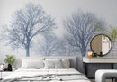 Black and White Snow Covered Trees Winter Landscape Wall Mural.