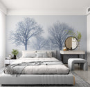 Black and White Snow Covered Trees Winter Landscape Wall Mural.