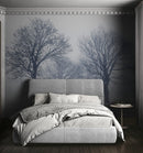Black and White Snow Covered Trees Winter Landscape Wall Mural.