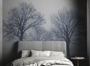 Black and White Snow Covered Trees Winter Landscape Wall Mural.