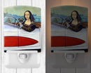 Fawn Pug and Mona Lisa Ceramic Night Light Compact, UL-Certified, Ideal for Bedroom, Bathroom, Nursery, Hallway, Kitchen, 6x4x3, Multicolor
