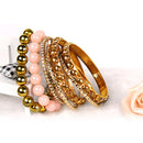 7-Piece Retro Gold Rhinestone Bangle Set