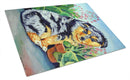 Australian Shepherd Puppy Cutting Board Tempered Glass Kitchen Cutting Surface, Heat Resistant Chopping, Non-Slip Feet, Food Prep & Serving