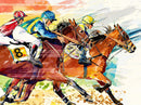 Jockey Equestrian Horse Racing Colorful Wall Mural.