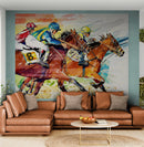 Jockey Equestrian Horse Racing Colorful Wall Mural.