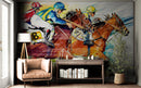 Jockey Equestrian Horse Racing Colorful Wall Mural.
