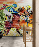 Jockey Equestrian Horse Racing Colorful Wall Mural.