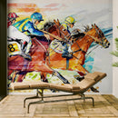 Jockey Equestrian Horse Racing Colorful Wall Mural.