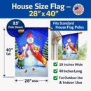 Snowman with Corgi House Flag 28x40 Porch Sleeve Pole Decorative Outside Yard Banner Artwork Wall Hanging, Polyester