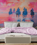 Pink Western Cowboy Style Wall Mural. Pink Cowgirl.