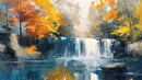 Tropical Waterfall Colorful Painting Wallpaper Mural.