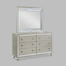 6 Drawer Bedroom Dresser With Diamond Patterned Drawer Fronts - Silver