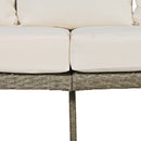 4-Piece Rattan Outdoor Patio Conversation Set with Seating Set for 5 and Coffee Table for Porch, Backyard and Garden (Brown Grey)