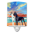At sunset Great Dane Harlequin and Black Ceramic Night Light Compact, UL-Certified, Ideal for Bedroom, Bathroom, Nursery, Hallway, Kitchen, 6x4x3, Multicolor