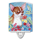 Chihuahua in flowers Ceramic Night Light Compact, UL-Certified, Ideal for Bedroom, Bathroom, Nursery, Hallway, Kitchen, 6x4x3, Multicolor