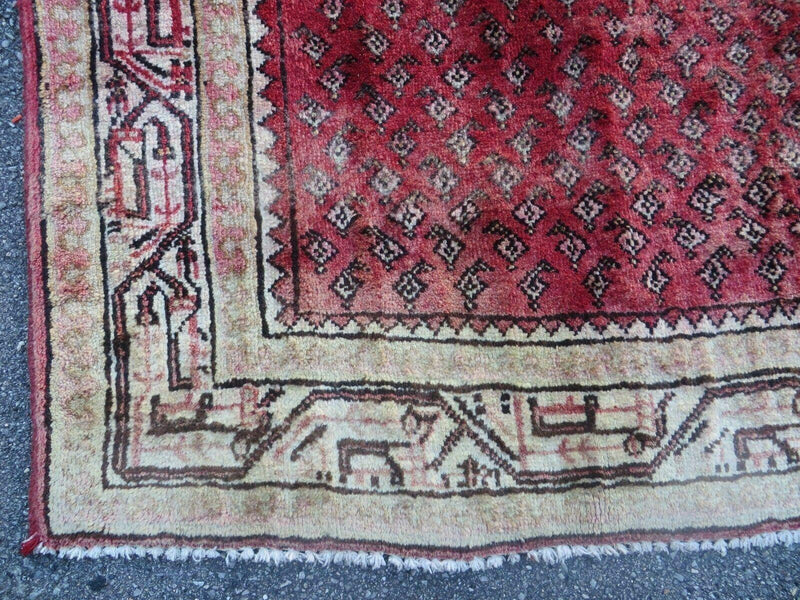 3'7"X 10' Antique Handmade India Oriental Paisley Wool Runner Rug Vegy