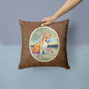 Corgi Decorative Throw Pillow 14x14 Indoor Outdoor Accent Cushion, Fabric Cover with Insert for Sofa, Bed, Porch & Living Room