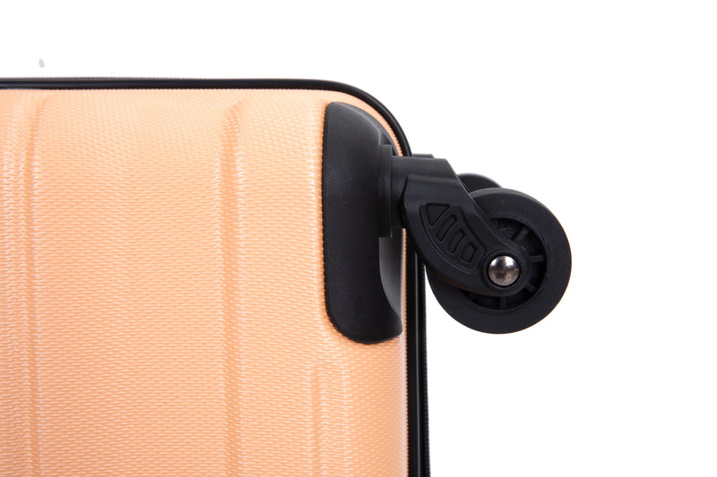 3 Piece Luggage Sets PC Lightweight & Durable Expandable Suitcase with Two Hooks, Spinner Wheels, TSA Lock, (21/25/29) Peach