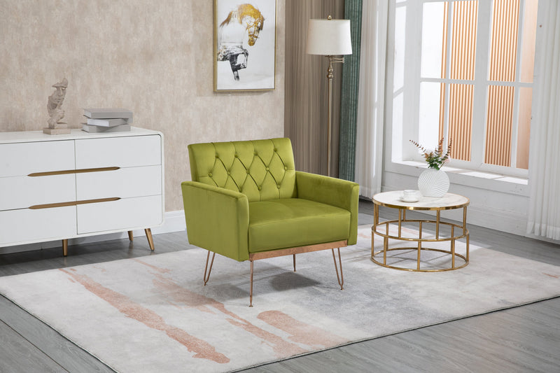 Accent Chair, leisure single sofa with Rose Golden feet