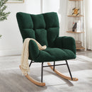 Glider Chair for Living Room Tufted Upholstered Teddy Fabric Rocking Chair