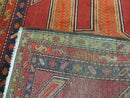 4' 10" X 11' Antique Handmade Turkish Kazak Wool Rug SHIELD Hand Knotted Red