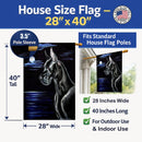 Black Great Dane in the Moonlight House Flag 28x40 Porch Sleeve Pole Decorative Outside Yard Banner Artwork Wall Hanging, Polyester