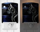 Black Great Dane in the Moonlight Ceramic Night Light Compact, UL-Certified, Ideal for Bedroom, Bathroom, Nursery, Hallway, Kitchen, 6x4x3, Multicolor