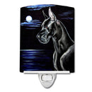 Black Great Dane in the Moonlight Ceramic Night Light Compact, UL-Certified, Ideal for Bedroom, Bathroom, Nursery, Hallway, Kitchen, 6x4x3, Multicolor