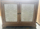 Rustic Vintage Accent Cabinet with Carved Floral Panels